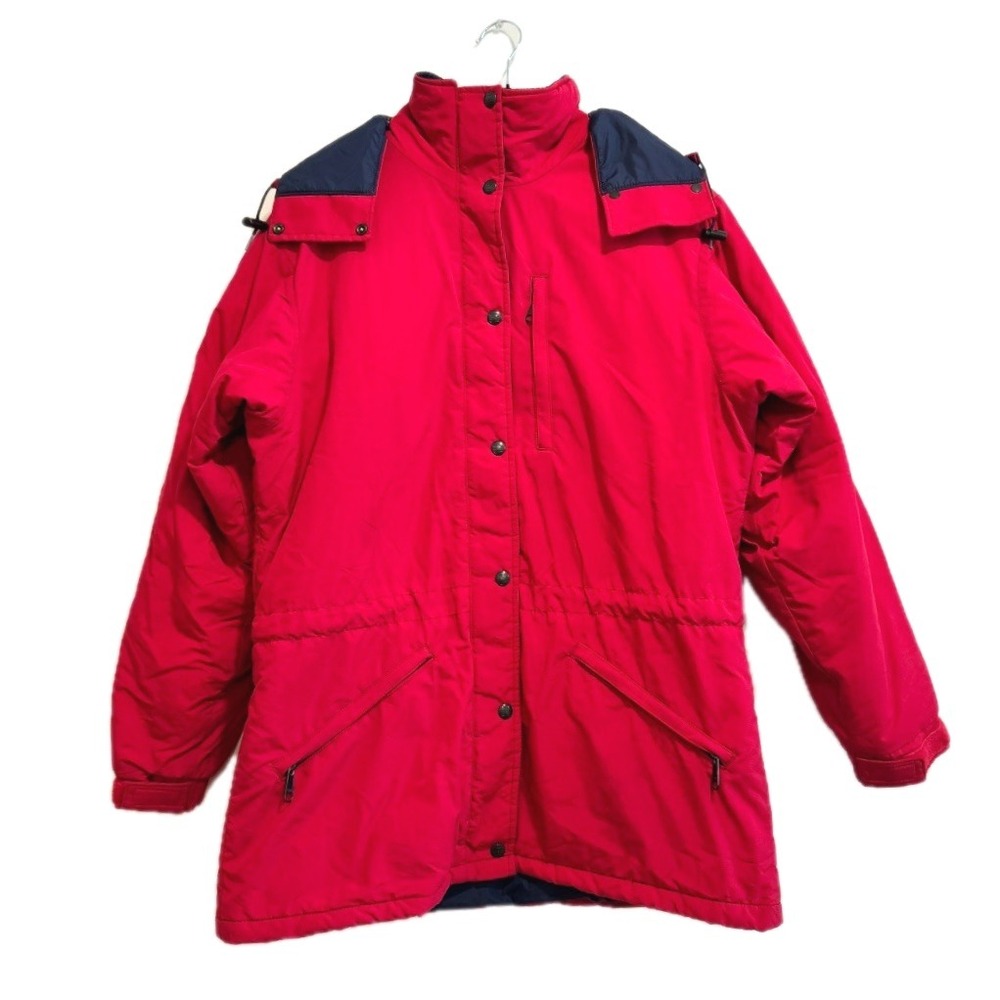 VTG! LL Bean Penobscot Jacket Goose Down Parka‎ Red Hooded Two-Way Zip M 90s